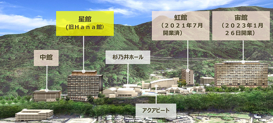別府温泉 杉乃井ホテルの大規模リニューアルプロジェクト 最終客室棟の建築に着手、名称を「星館」に決定 ~全300室の客室棟、2025年1月に開業予定~