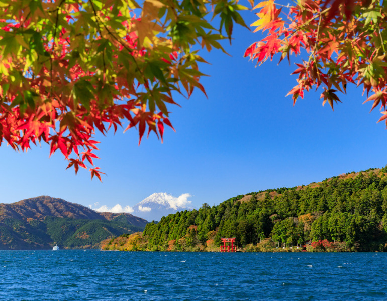 ▲芦ノ湖の紅葉 <画像提供:PIXTA>