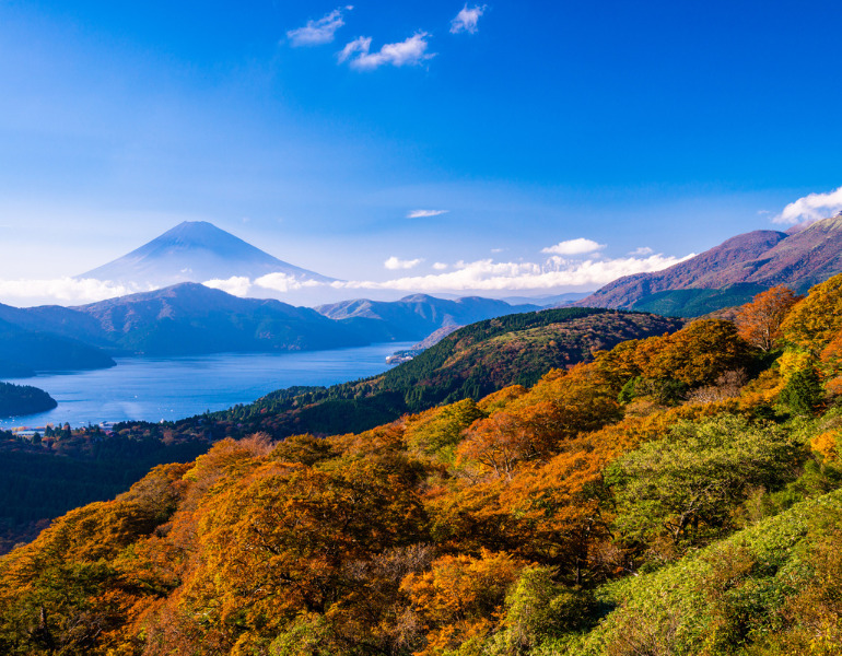 ▲芦ノ湖の紅葉 <画像提供:PIXTA>