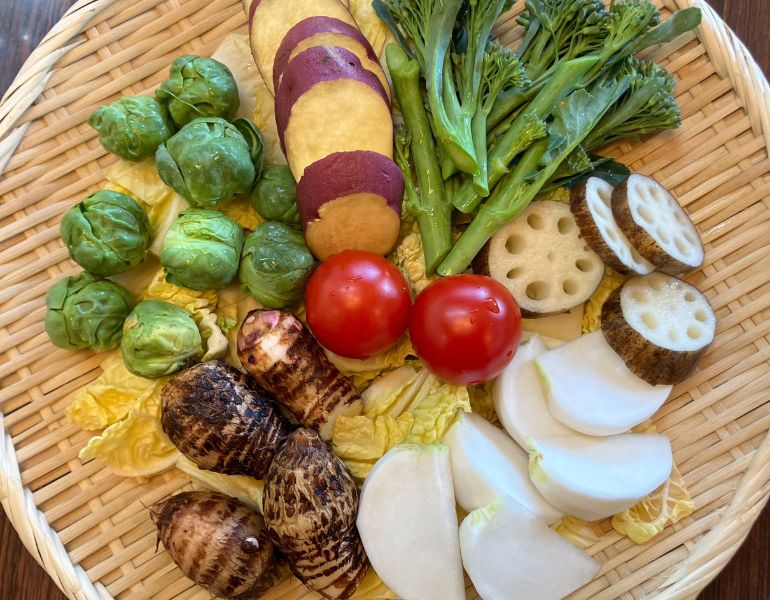 稲垣さんに選んでいただいた、彩り豊かな野菜。こちらで2人前