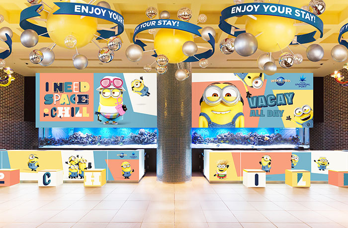 ロビー装飾「ENJOY VACAY WITH MINIONS！」4月15日誕生。ミニオンたちと一緒にホテルでの滞在を満喫しよう！